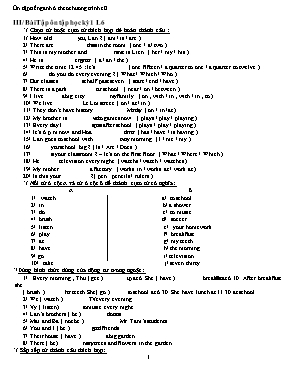 Đề cương ôn thi học kì I môn Tiếng Anh Lớp 6 ( Chương trình cũ)